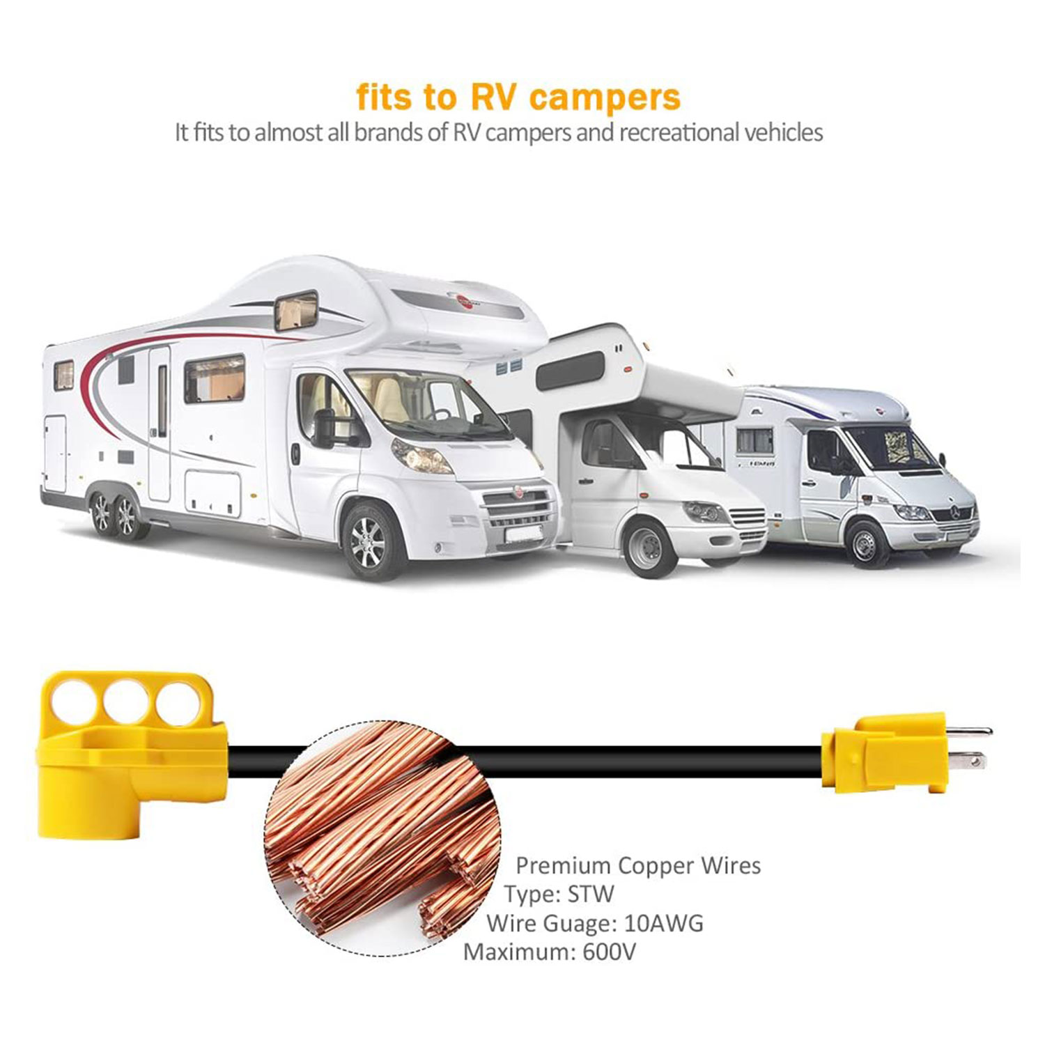 SnowyFox RV 15Amp to 50Amp Adapter - 15Male - Imagen 4