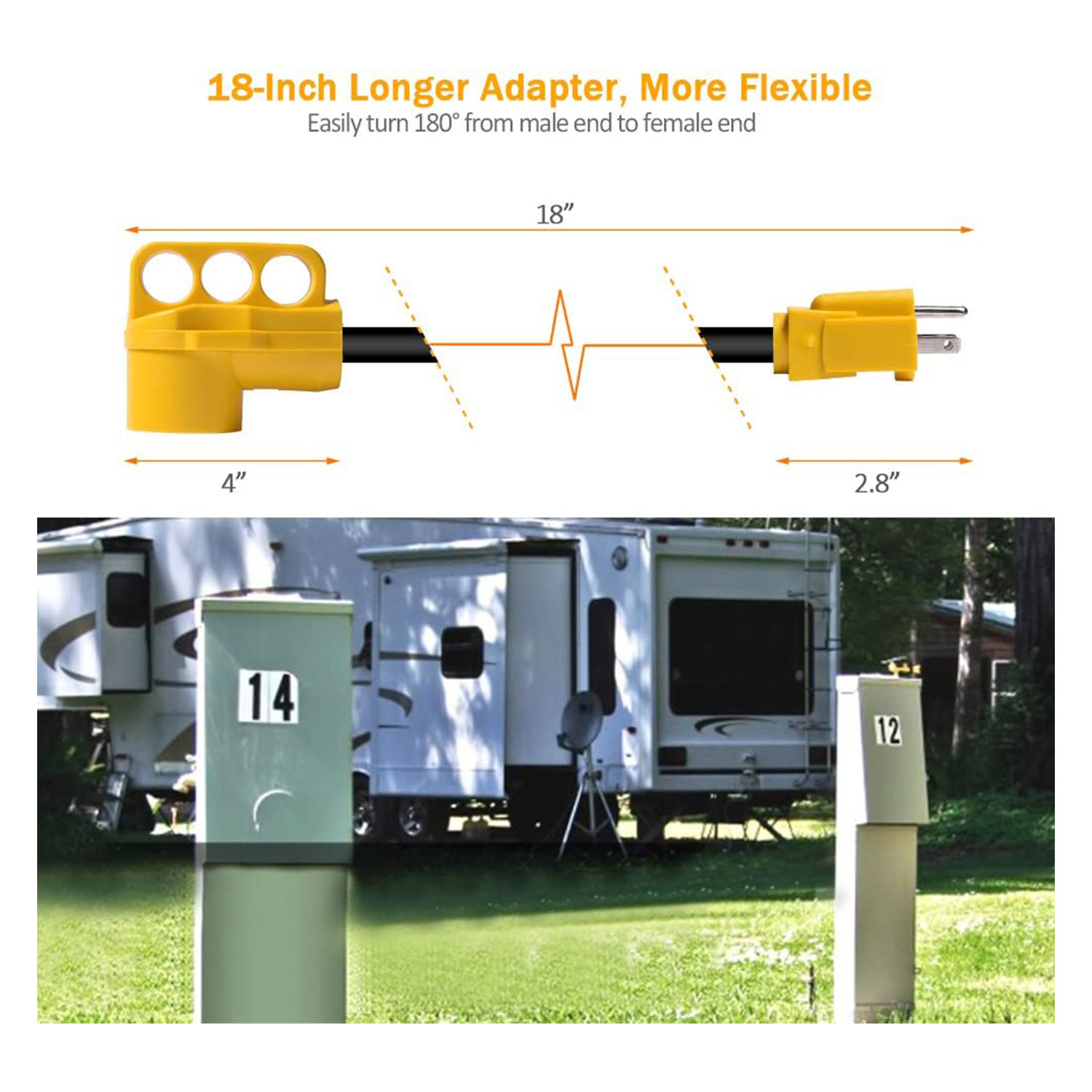 SnowyFox RV 15Amp to 50Amp Adapter - 15Male - Imagen 3